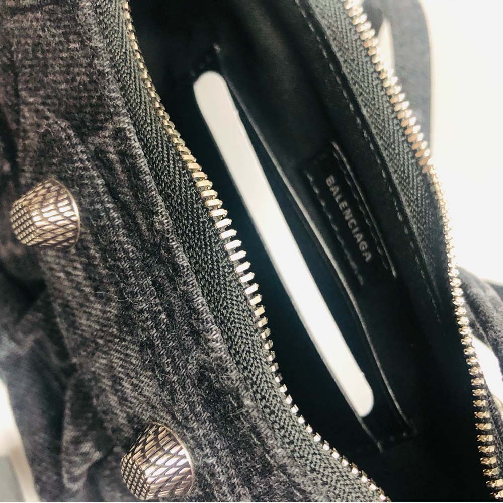 BALENCIAGA LE CAGOLE DENIM MINI BAG W/ CHAIN & STRAP - Picture 12 of 14